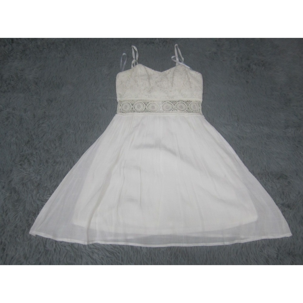 By By Juniors 9 Girls Sleeveless Dress Fit & Flare White Lace Rayon Polyester